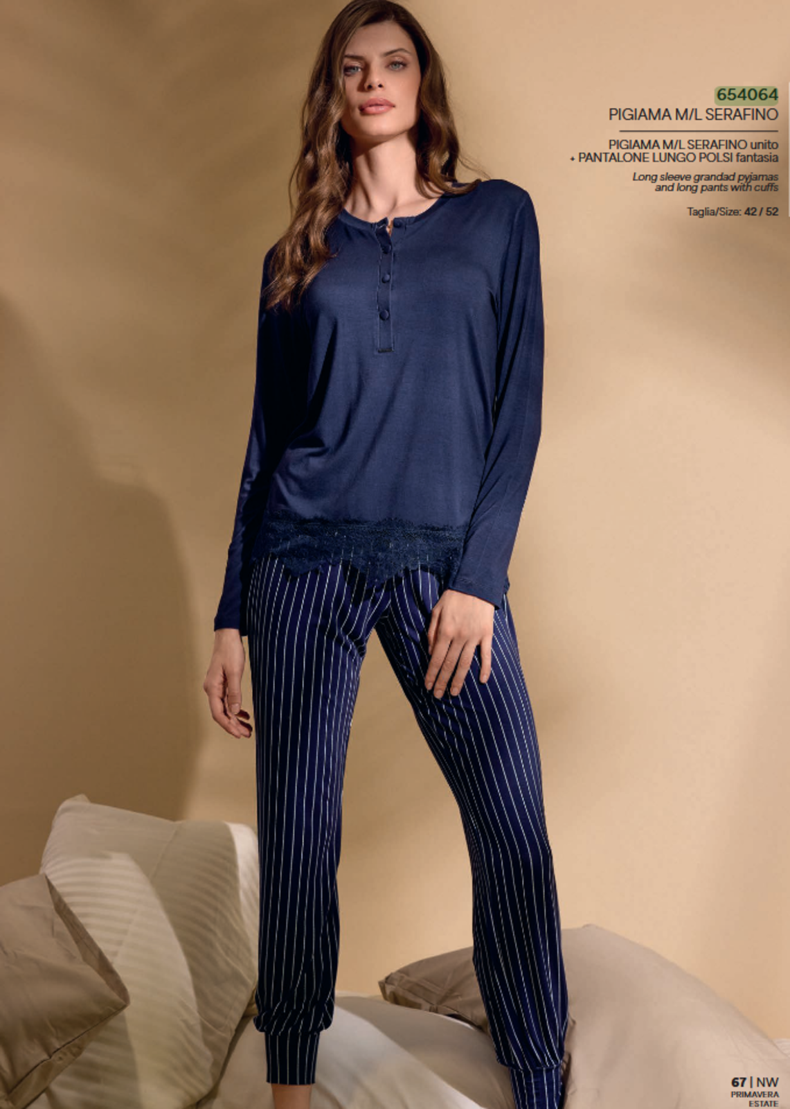 WOMEN'S SERAFINO PAJAMAS M/L 654064 Tellini S.r.l. Wholesale Clothing