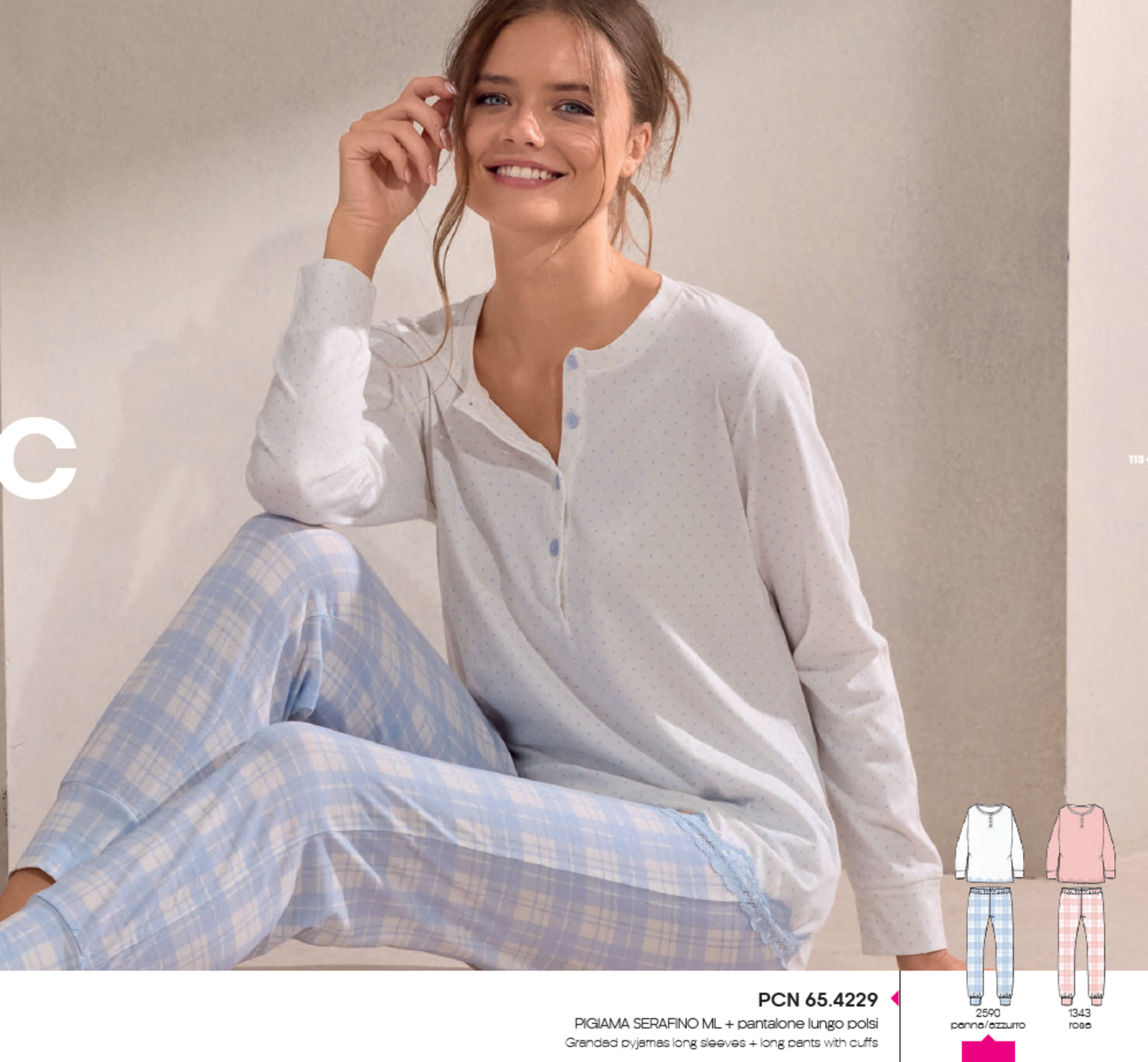 WOMEN'S SERAFINO PAJAMAS M/L 654229 Tellini S.r.l. Wholesale Clothing