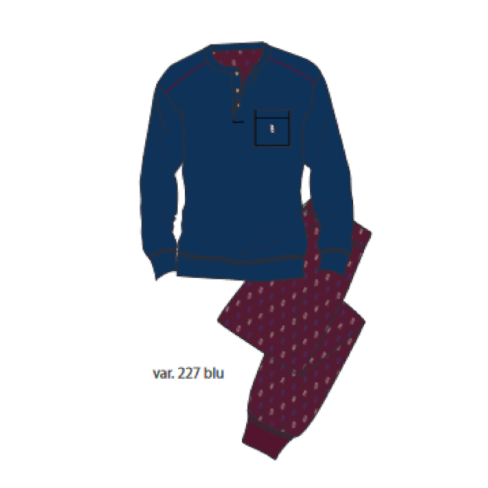 MEN'S HENLEY PAJAMA SET M/L 6724 TELLINI S.r.l.