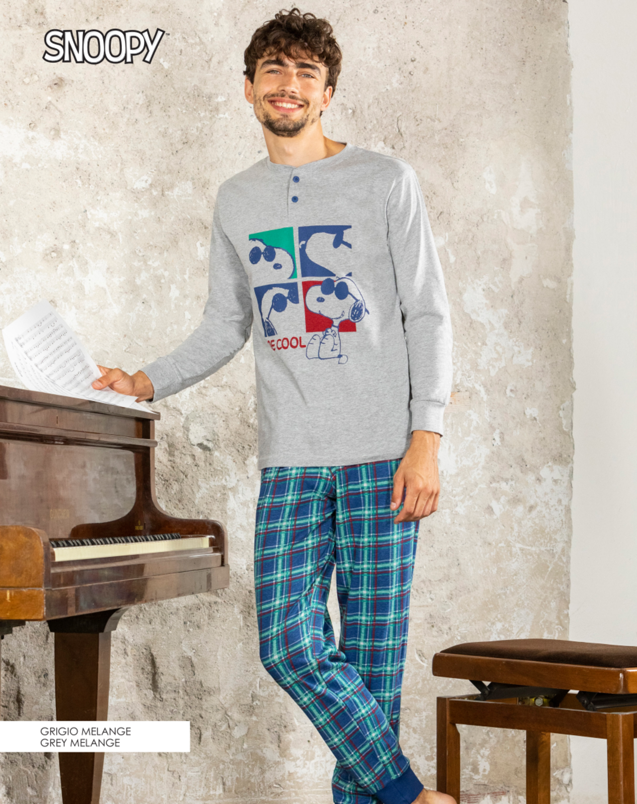 PIGIAMA UOMO M/L PNG7100 Tellini S.r.l. Ingrosso Abbigliamento