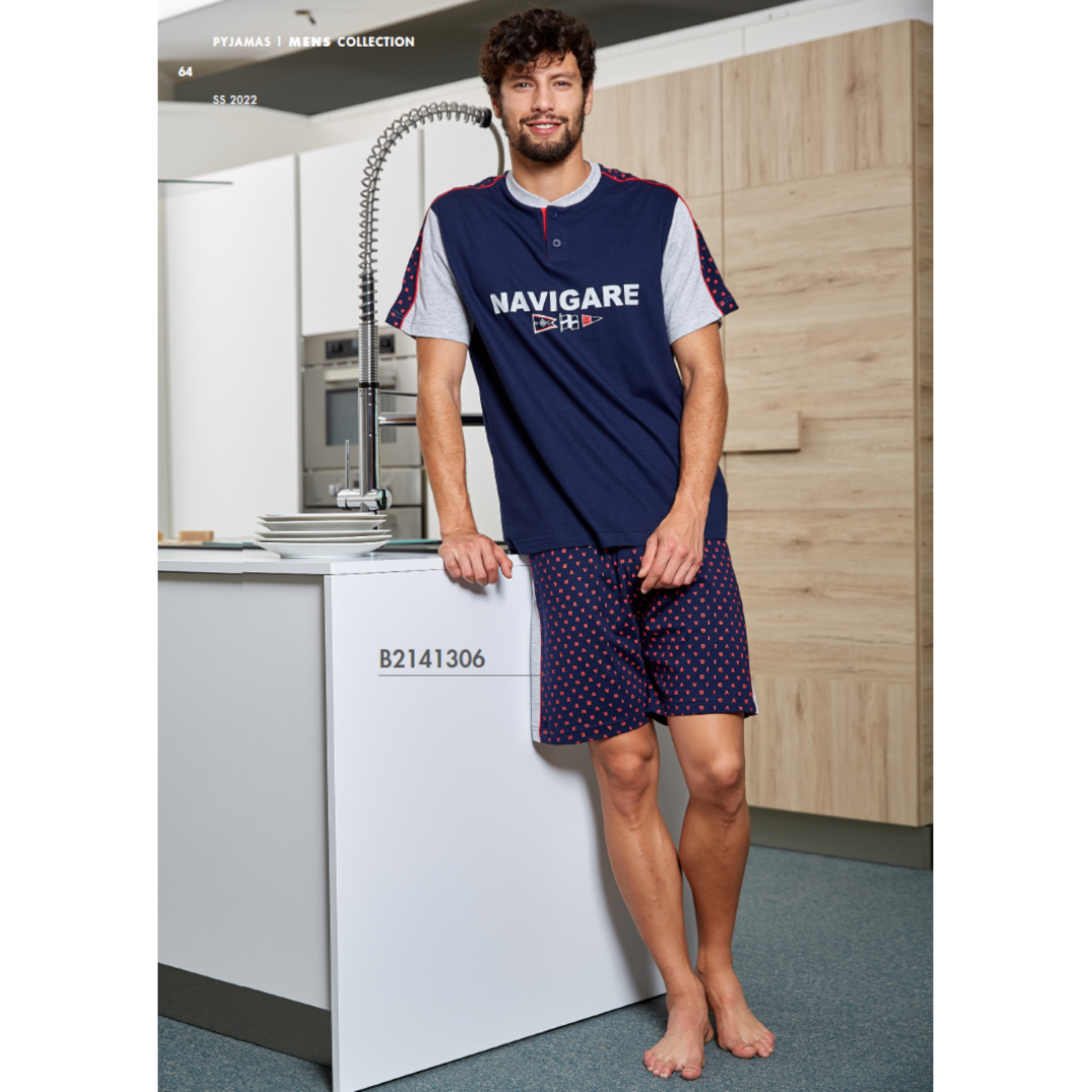 MEN'S HENLEY PAJAMA SET M/M B2141306 NAVIGARE