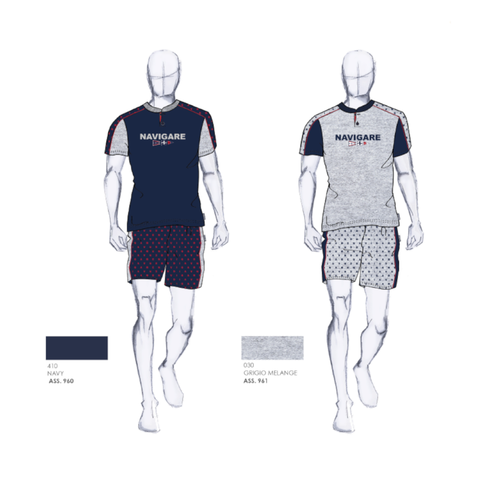 MEN'S HENLEY PAJAMA SET M/M B2141306 NAVIGARE