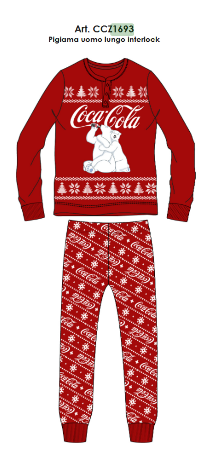 MEN'S CHRISTMAS PAJAMAS M/L CCZ1693 Tellini S.r.l. Wholesale Clothing