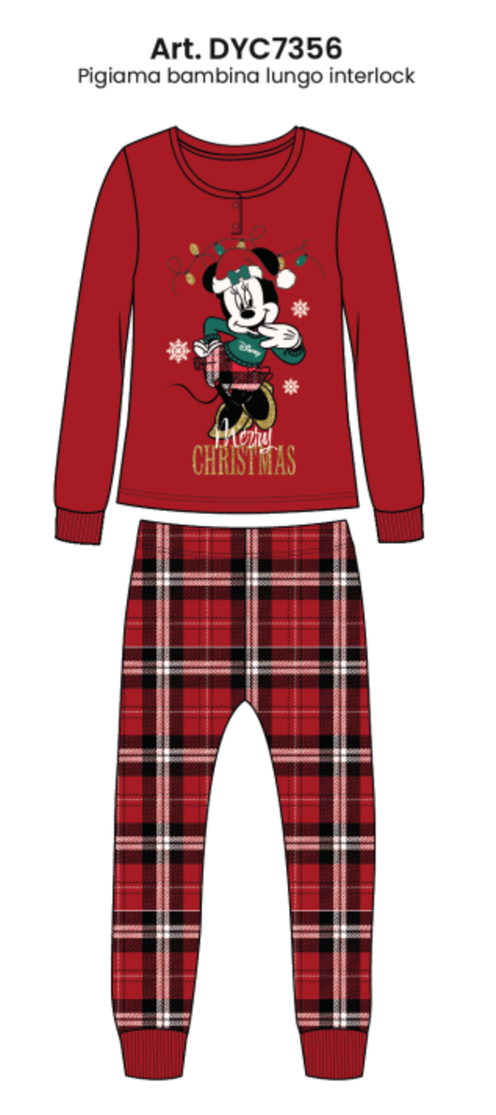 PIGIAMA NATALE BAMBINA M/L DYC7356 Tellini S.r.l. Ingrosso Abbigliamento