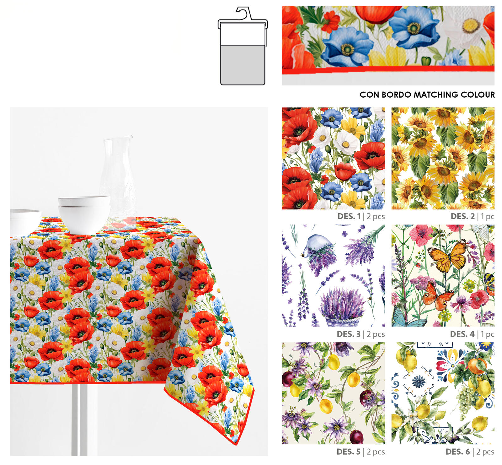 STAIN-RESISTANT TABLECLOTH 12P SPLASH MEADOW FLOWERS 140X230 Tellini S.r.l. Wholesale Clothing