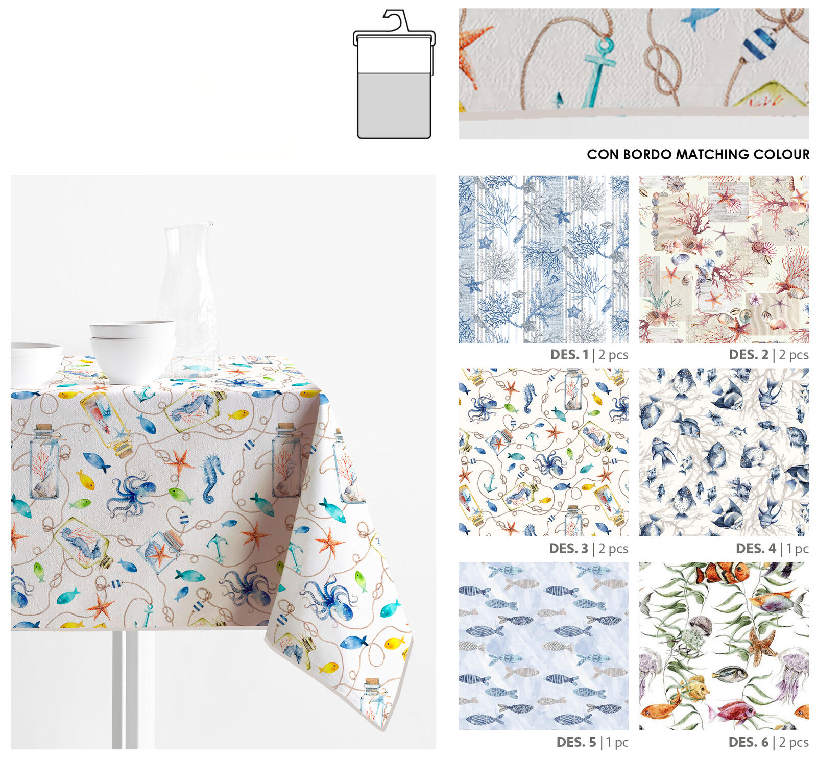 STAIN-RESISTANT TABLECLOTH 6P SPLASH PALAWAN 140X180 Tellini S.r.l. Wholesale Clothing