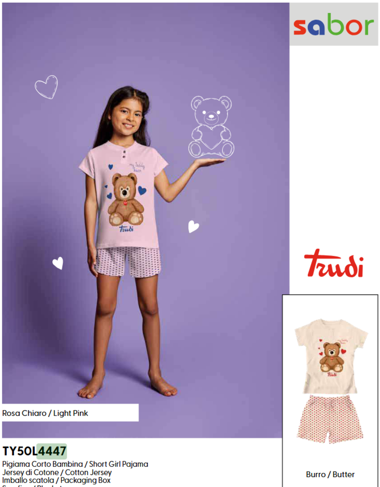 GIRLS' PAJAMAS S/S TY50L4447 Tellini S.r.l. Wholesale Clothing