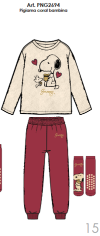 GIRLS' PAJAMAS + SOCKS M/L PND2694 Tellini S.r.l. Wholesale Clothing