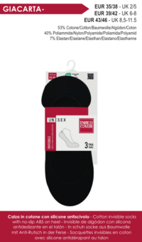 TRIS CALZINI SOLETTA GIACARTA UNISEX Tellini S.r.l. Wholesale Clothing