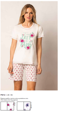 WOMEN'S SERAFINO PAJAMAS S/S PN12 Tellini S.r.l. Wholesale Clothing