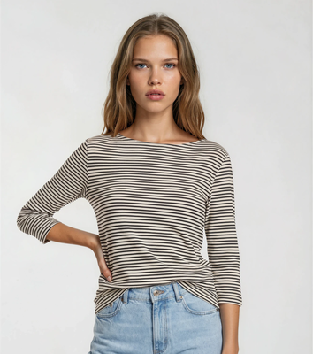 TSHIRT DONNA 3/4M 100RIGATO Tellini S.r.l. Wholesale Clothing