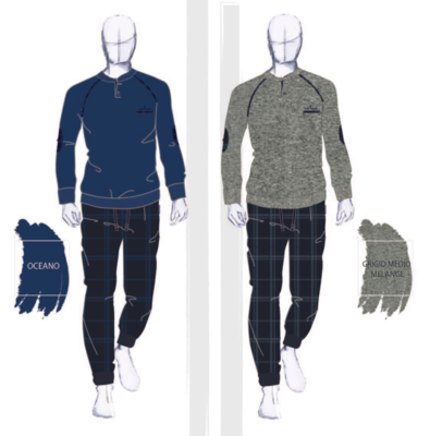 MEN'S SERAFINO PAJAMAS M/L 141901 Tellini S.r.l. Wholesale Clothing
