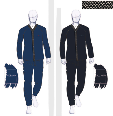 MEN'S OPEN PAJAMAS M/L 141919 Tellini S.r.l. Wholesale Clothing