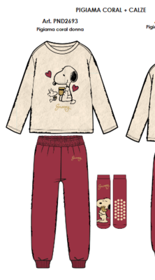 WOMEN'S PAJAMAS+SOCKS M/L PND2693 Tellini S.r.l. Wholesale Clothing