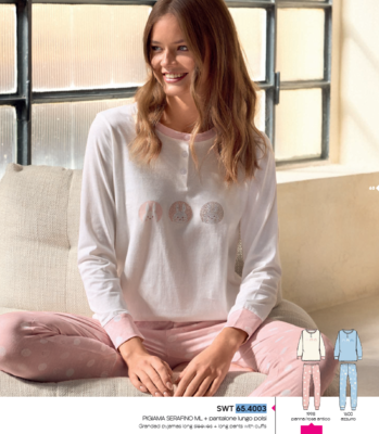 WOMEN'S SERAFINO PAJAMAS M/L 654003 Tellini S.r.l. Wholesale Clothing