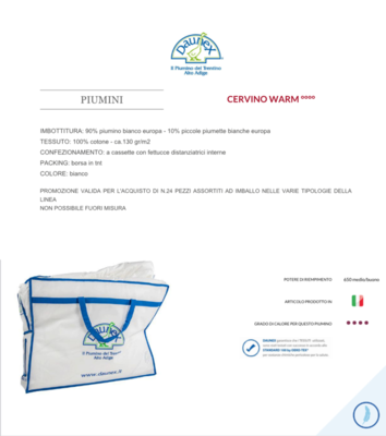 PIUMINO 2P CERVINO DUO 200X250 Ingrosso Piumini Tellini S.r.l.