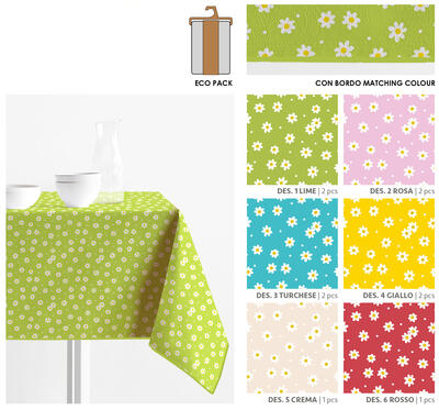 STAIN-RESISTANT TABLECLOTH 4P SPRITZ DAISY 140X140 Tellini S.r.l. Wholesale Clothing