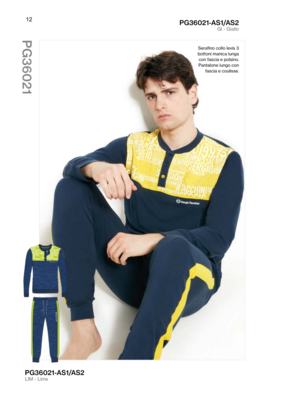 PIGIAMA UOMO M/L PG36021 Tellini S.r.l. Ingrosso Abbigliamento